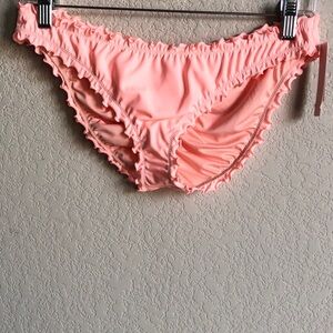 NWT Victoria’s Secret The Ruffle Cheeky Ruched Bikini Bottom Coral Pink